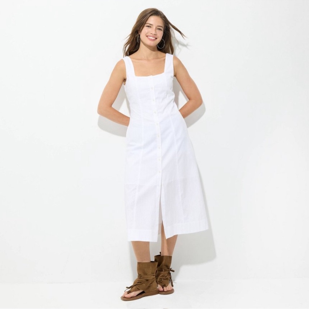 NWT Wild Fable Women's Button-Front Midi Dress in White, size Large